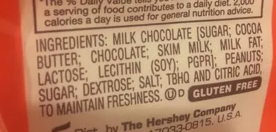 Lista de ingredientes del producto Peanut butter cups miniatures, milk chocolate Reese's 