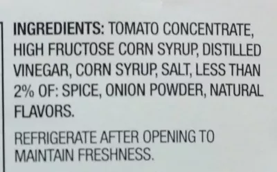 Lista de ingredientes del producto Tomato Ketchup Food Lion,  No Manufracturer 24 oz (680 g)