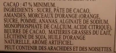 Lista de ingredientes del producto Chocolat Noir Excellence Orange Intense Lindt 