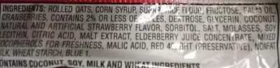 Lista de ingredientes del producto Snack bar, berry medley Kellogg's 