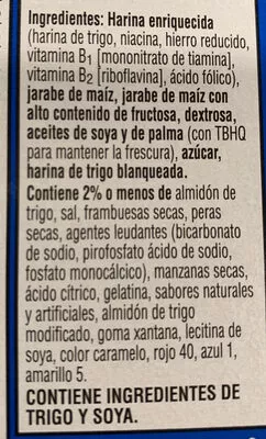 Lista de ingredientes del producto Spidey berry toaster pastries, spidey berry Kellogg 