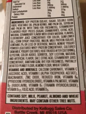 Lista de ingredientes del producto Protein meal bars, strawberry kellogg's 270 g