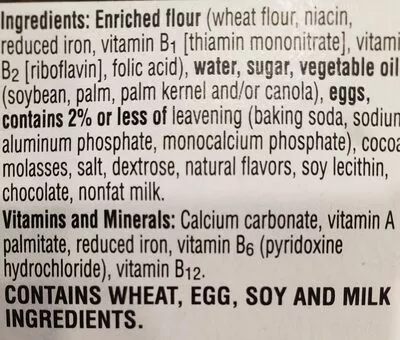 Lista de ingredientes del producto Chocolatey chip waffles, chocolatey chip Kellogg's 