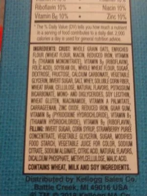 Lista de ingredientes del producto Kellogg's nutrigrain bars Kellogg's 