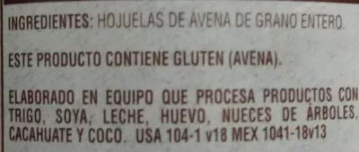 Lista de ingredientes del producto Quaker oats Quaker 1.19kg