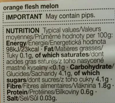 Lista de ingredientes del producto Melon  