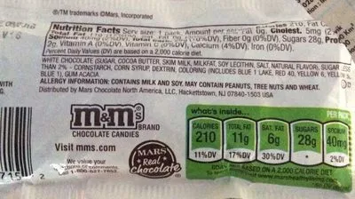 Lista de ingredientes del producto M &m-white Chocolate-1.5oz M&M's 42.5 g