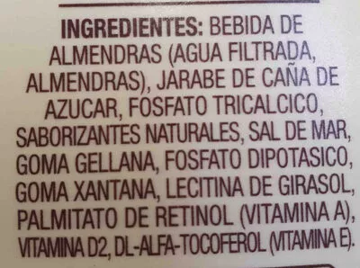 Lista de ingredientes del producto Almond milk H-E-B 