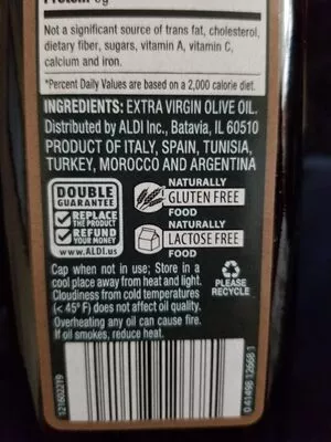 Lista de ingredientes del producto extra virgin olive oil Aldi 