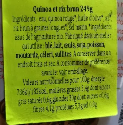 Lista de ingredientes del producto Seven grains quinoa et riz brun  