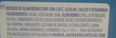 Lista de ingredientes del producto Lait d'amandes gout cappucino  