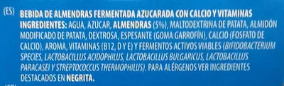 Lista de ingredientes del producto Almond Breeze Original Blue Diamond Almonds, Almond Breeze 460 g (4 x 115 g)