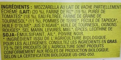 Lista de ingredientes del producto Pizza sans gluten Amy's Kitchen 170 g