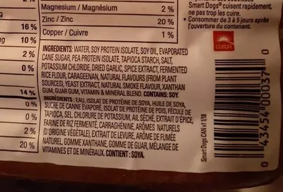 Lista de ingredientes del producto Saucisses Vegetaliennes Lightlife Foods 