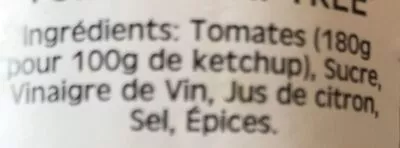 Lista de ingredientes del producto Tiptree tomato ketchup Wilkin & Sons 260 ml