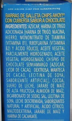 Lista de ingredientes del producto Chips Ahoy! - Cookie barz caramel Nabisco 210 g