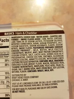 Lista de ingredientes del producto lunchable Heinz,  Lunchables 