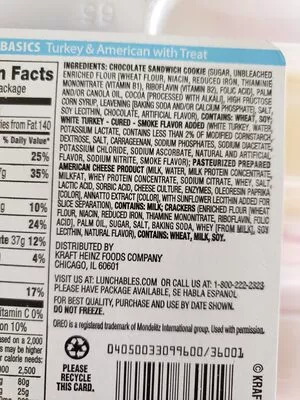 Lista de ingredientes del producto Lunchables turkey & american cracker stackers Heinz,  Lunchables 