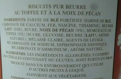 Lista de ingredientes del producto All butter Toffe & Pecan Crabtree & Evelyn 