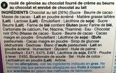 Lista de ingredientes del producto Extremely Chocolatey Sponge Roll Marks & Spencer 240 g e