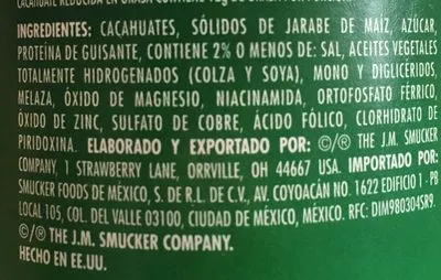 Lista de ingredientes del producto Beurre de cacahuete JIF 454 g