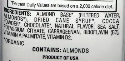 Lista de ingredientes del producto Organic almond Pacific Foods of Oregon Inc. 8 fl oz