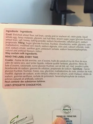 Lista de ingredientes del producto Barres De Céréales (fraises) Compliments 300 g