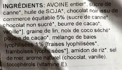 Lista de ingredientes del producto Love crunch dark chocolate and red berries Nature's Path 