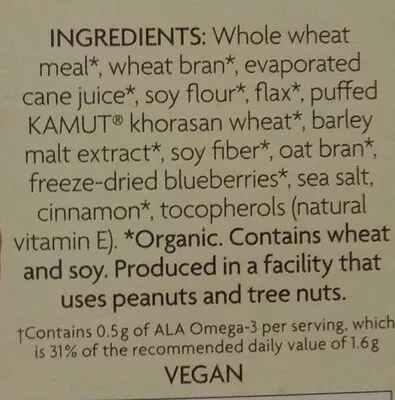 Lista de ingredientes del producto Organic optimum power blueberry cinnamon flax Nature's Path Organic, Nature's Path 