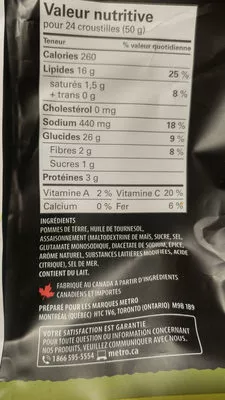 Lista de ingredientes del producto Chips irrésistibles 150g