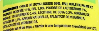 Lista de ingredientes del producto Margarine Thibault 907 g