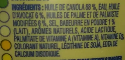 Lista de ingredientes del producto Margarine huile d'avocat Becel 427 g