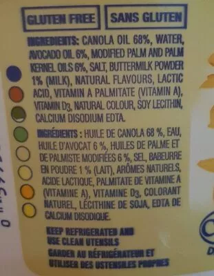 Lista de ingredientes del producto Margarine avec huile d'avocat Becel 850 g