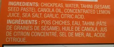 Lista de ingredientes del producto Hummus President's Choice 454 g