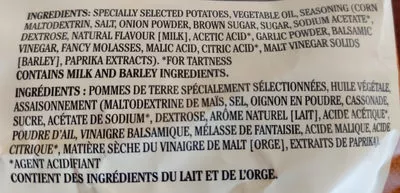 Lista de ingredientes del producto croustilles saveur vinaigre balsamique et oignons doux Miss Vickie's 220 g