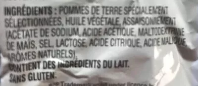 Lista de ingredientes del producto Sel et vinaigre Lay’s 40g