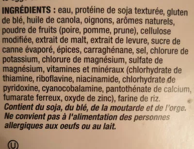 Lista de ingredientes del producto   