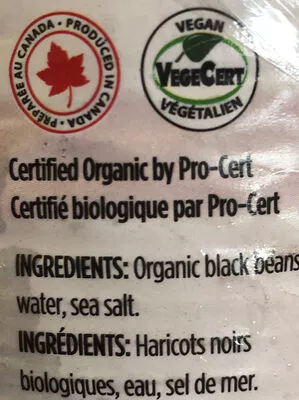 Lista de ingredientes del producto Haricots noirs biologiques Sprague 398ml