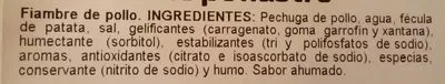 Lista de ingredientes del producto Finísimo de pollo BonÀrea 174 g