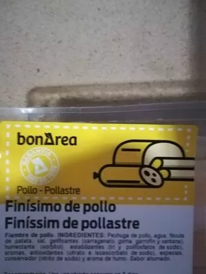 Lista de ingredientes del producto Finisimo de pollo Bonarea 