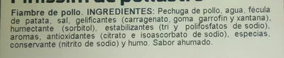 Lista de ingredientes del producto Finísimo de pollo BonÀrea 170 g