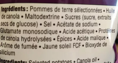 Lista de ingredientes del producto chips assaisonnées yum yum 60 g