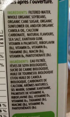 Lista de ingredientes del producto Original natura 1.89 L