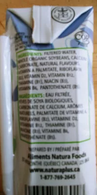 Lista de ingredientes del producto boisson de soya fortifiée Natura 200 ml