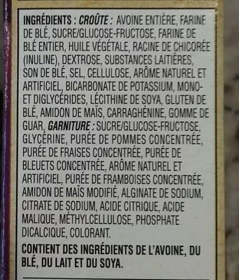 Lista de ingredientes del producto Barres De Céréales Nutri-grain (fruits Des Champs) Kellogg's 295 g