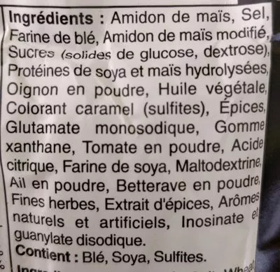 Lista de ingredientes del producto Mélange à sauce POUTINE Gravy mix St Hubert 52 g