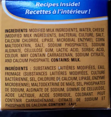 Lista de ingredientes del producto Velveeta Kraft 