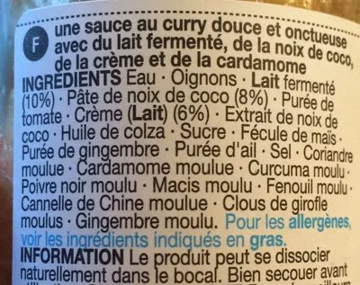 Lista de ingredientes del producto Korma Marks & Spencer 340 g