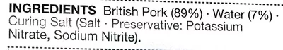 Lista de ingredientes del producto Wiltshire Cured Smoked Back Bacon Marks & Spencer 240 g