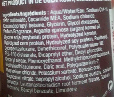 Lista de ingredientes del producto Argan oil repairing shampoo Hask 